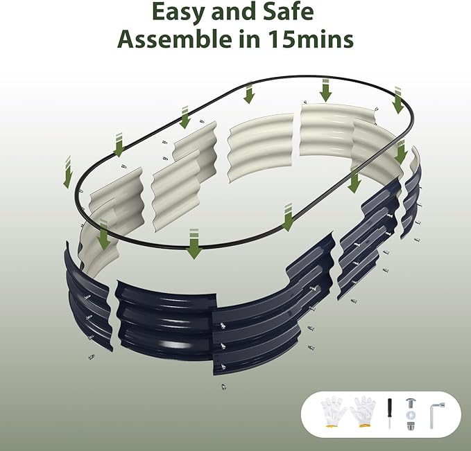 Raised Garden Bed Kit, 6x3x1 ft Galvanized Planter Box Outdoor with Safety Edging, Large Metal Raised Beds for Gardening Vegetables Flower Herb (Navy Blue)