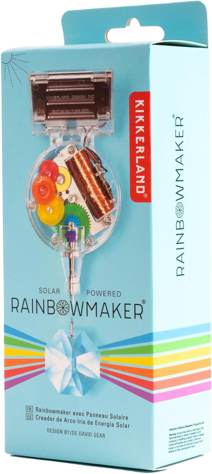 Kikkerland Solar Powered Rainbow Maker – Prism Suncatcher, Fun Home Window Decor – Unique Gift for Christmas & Birthdays – Single Crystal