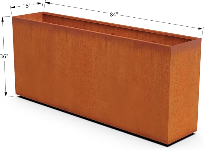 Corten Steel Planter Rectangle Outdoor Metal Garden Box Heavy Duty | Made in USA | Fully Assembled