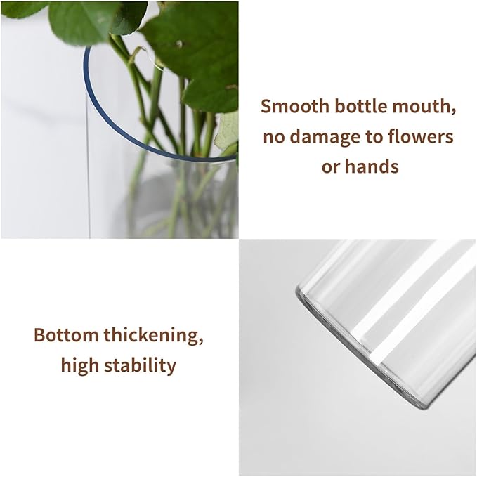 Clear Flower Vase, Non-breakable Vases, 4" W x 8" H, Acrylic Vase, Aesthetic Room Decor Cylindrical Modern Flower Vases for Table Centerpiece, Home Decor, Women Floral Arrangement Gift
