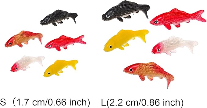 ZENFUN 50 Packs Mini Koi Fish, Cute Miniature Fish Fake Mini Fish Set, Plastic Small Koi Fish, Tiny Fish Model Bulk for Ornament Supplies, Cake Decoration, Fish Tank DIY, Fairy Garden Supplies