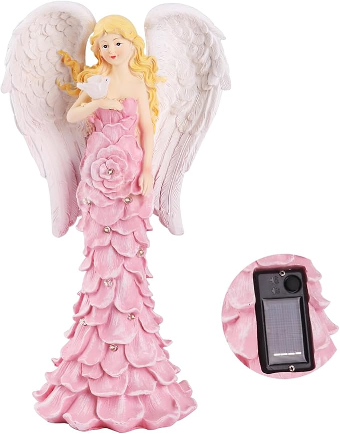 Solar Angel Garden Statues Outdoor with LED Lights –Garden Angel Figurine- Outdoor Lawn Decor Garden Figurine for Patio, Balcony, Yard, Ornament - Unique Housewarming Gifts