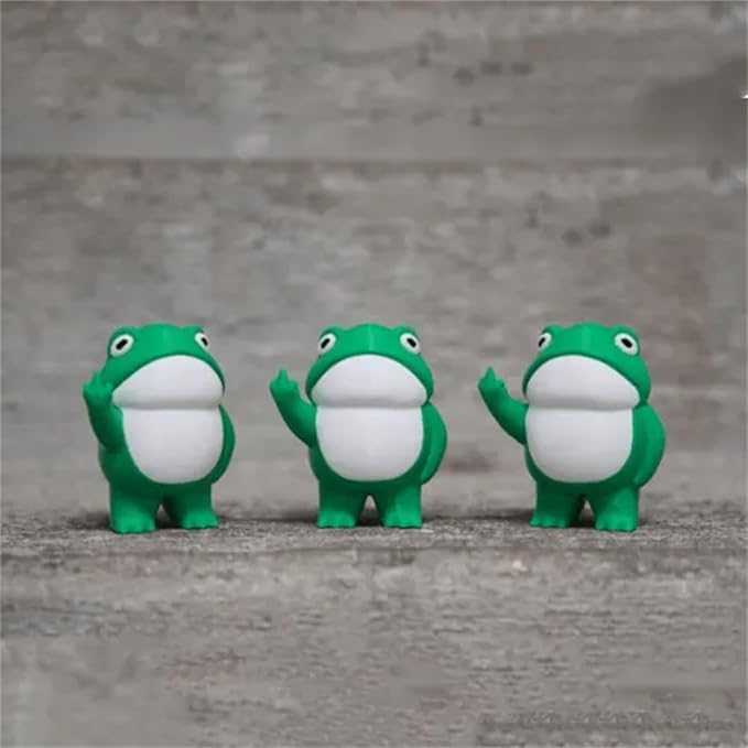 Jxueych Rebellious Frog Figurine, Frog Garden Statue, Tall 3.3 inch, Cute Mini Frog for Fairy Garden Decor, Happy Frog Figurines Outdoor Table Decortation (Frog)