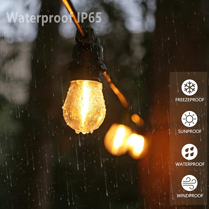 S14 Replacement LED Light Bulbs, Shatterproof & Waterproof 1W S14 LED Bulbs, E26 Base Patio Edison LED Light Bulbs for Outdoor String Lights , Warm White 2200K Plastic 70ML Non-Dimmable 48 Pack