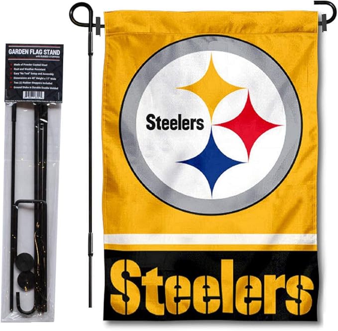 WinCraft Pittsburgh Steelers Gold Garden Flag with Stand Holder