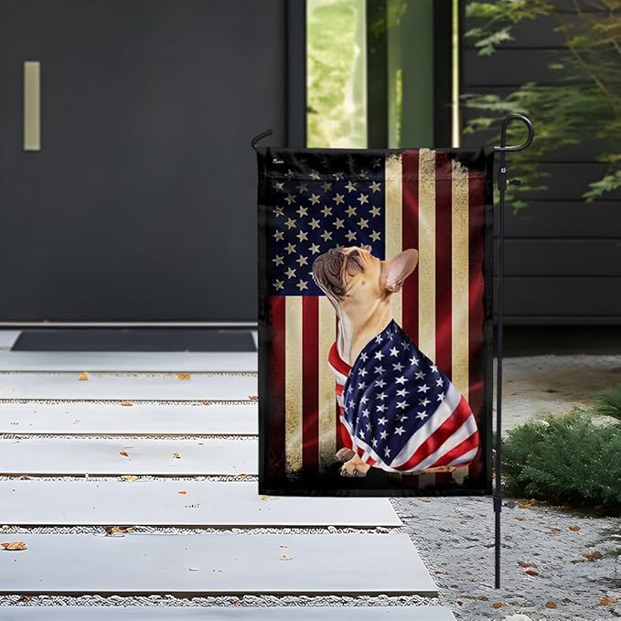 FLAGWIX French Bulldog Flag - Outdoor Dog Decorations, Garden Flag (11.5" x 17.5"), Heavy-duty Canvas American with Dog Garden Decor