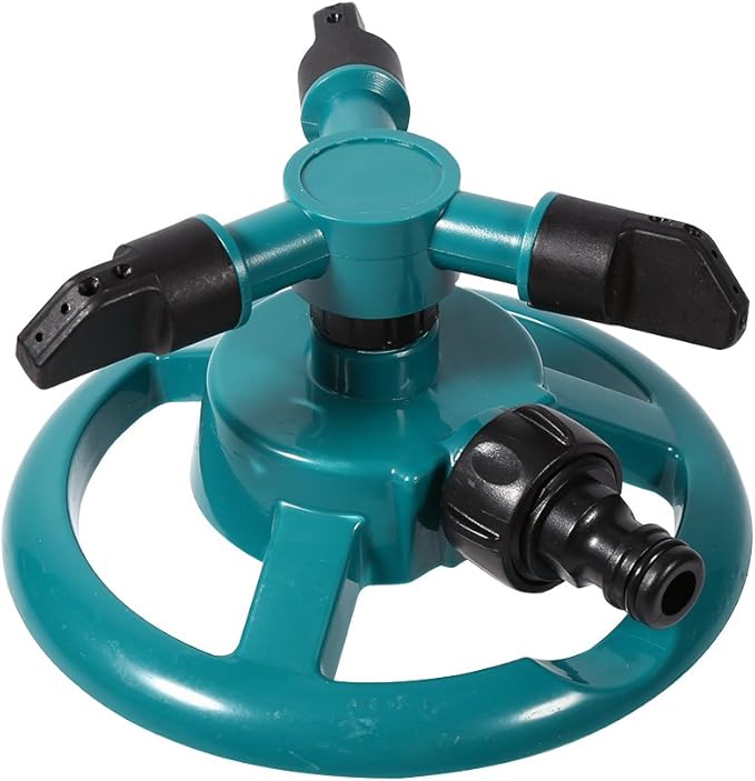 ViaGasaFamido Garden Sprinkler Automatic 360° Circle Rotating Watering Sprinkler Irrigation System Lawn Sprinkler with 3 Nozzle Pipe Hose for Yard Large Area