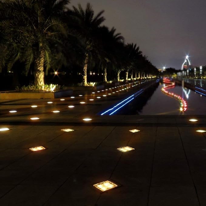 Solar Glass Brick Light - Solar Ice Cube LED Light - Crystal Brick Stone Lamp Garden Courtyard Pathway Patio Pool, Decorative Christmas Festives Ice Rock Cube Lights (4PCS Warm White)