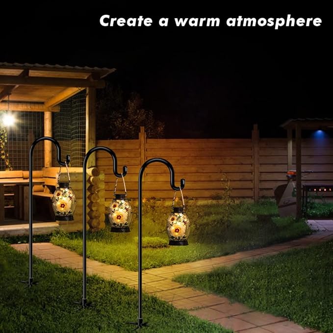 Bird Feeder Pole 60inch Heavy Duty Shepherds Hooks for Outdoor, Tall Hummingbird Feeder Stand for Hanging Plants Basket, Wind Chimes, Solar Lantern Flower Pots, Wedding Decor 2Packs