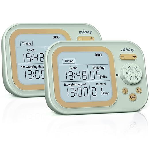 Automatic Plant Waterer Self Watering System Indoor for 15 Potted Plants Pack of 2, Auto Drip Irrigation Kit Programmable Water Timer w Smart Humidity Detection, Green