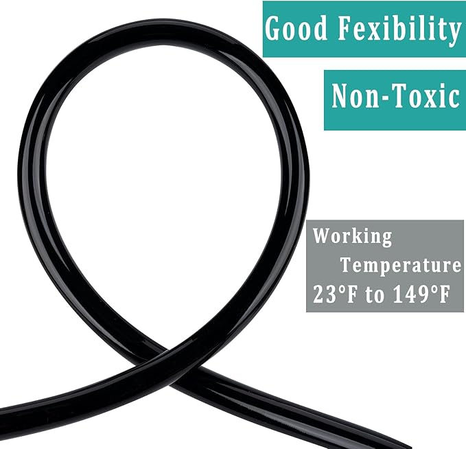 Black Vinyl Tubing 5/8” ID × 4/5” OD - 10 Feet PVC Flexible Plastic Tube Hybrid Hose, Transfer Water Air Oil for Pond Fountain Garden, Non-toxic and BPA free