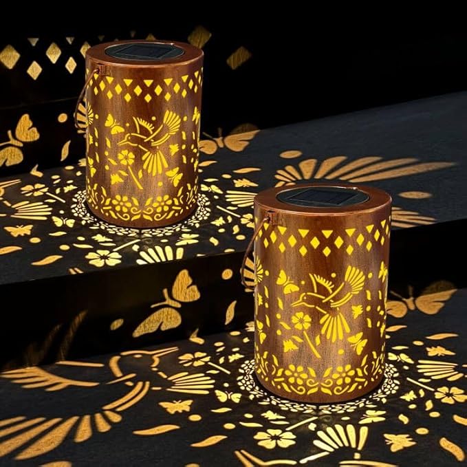 Solar Lanterns Outdoor Waterproof Hummingbird Garden Decor Birthday Gifts for Women Mom Grandma Hanging Solar Lights Lantern Metal Decoration Outside for Yard, Patio, Backyard, Porch