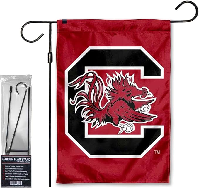 College Flags & Banners Co. South Carolina Gamecocks Garden Banner Flag with Stand Pole Holder