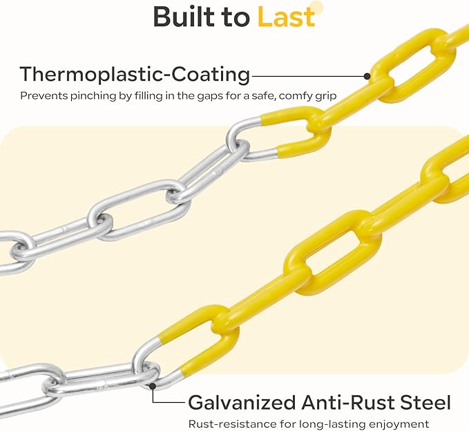 Decorlife 2 Pack Outdoor Swings Seats with 66" Rust-Resistant Heavy Duty Chain, Playground Swing Set Accessories Replacement Anti-Slip Seats, Backyard Swing Support 330lb for Kids or Adults (Green)