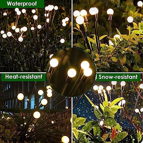 New Upgraded Solar Garden Lights, 10 Pack Solar Firefly Lights Outdoor, Solar Swaying Lights, Waterproof Solar Outdoor Fairy Lights for Yard Patio Pathway Wedding Decor (Warm White)