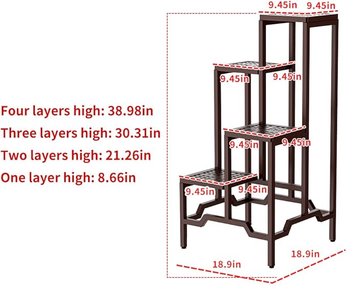 Plant Stand - Aluminum Indoor/Outdoor Flower Rack, Waterproof & Rust-Proof, Stable Support for Pots, Perfect for Living Room, Balcony, Garden, and Office (Brown, 4 Tier)