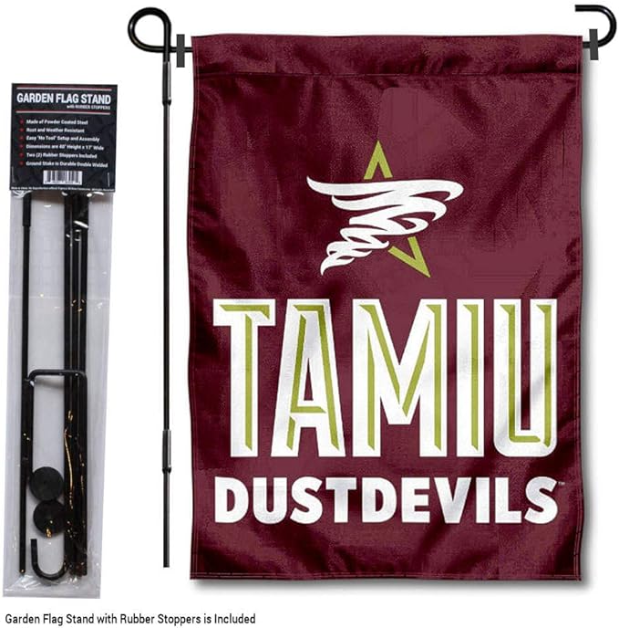 College Flags & Banners Co. Texas A&M International Dustdevils Garden Flag with Pole Stand Holder