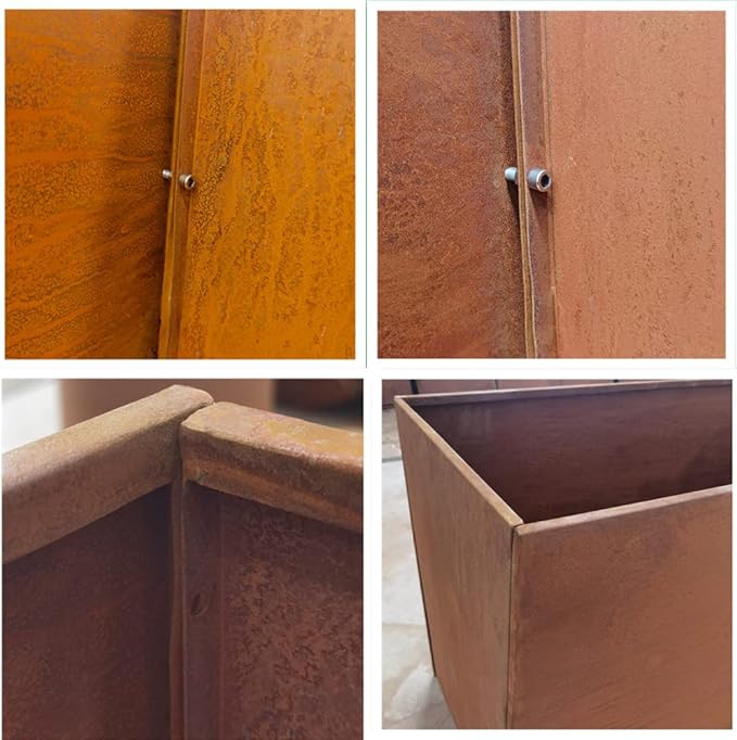 Corten Steel Planter Box Metal Outdoor Planter Large Square Cube Rustic Planter Pot Durable Antique Detached for Commercial Residential Tall Plant Patio Deck and Backyard 32 Inch