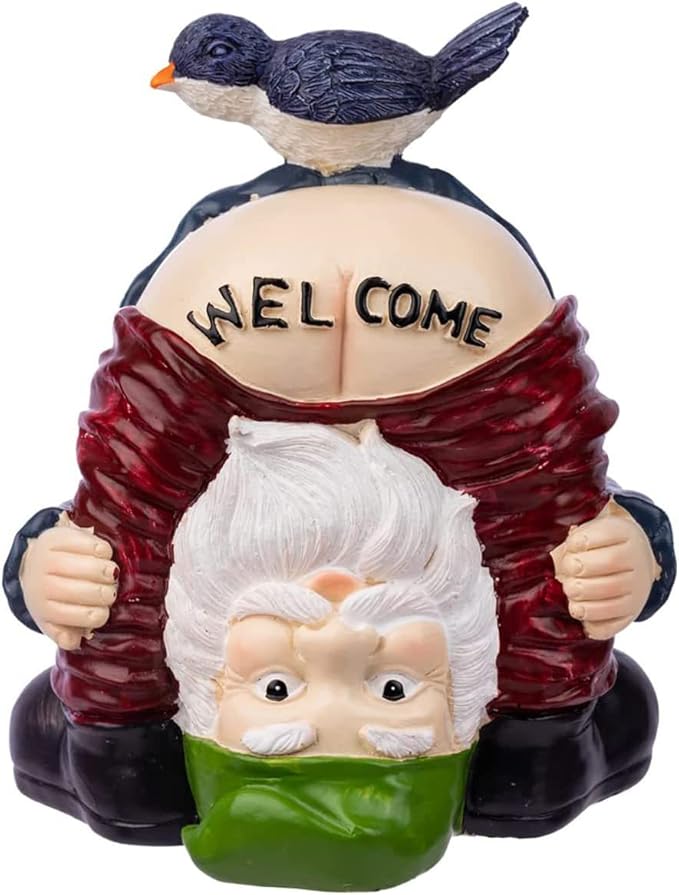 Garden Gnomes Outdoor Funny Welcome Gnomes Outdoor Statue Garden Gnome Figurine for Lawn Patio Yard Decoration Christmas Garden Gifts