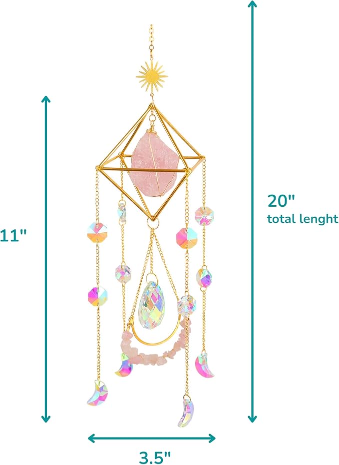 Suncatcher Amethyst Crystal Boho Decor, Spiritual, Purple Gemstone Sun Catcher Hanging for Windows, Rainbow Maker, Crystal Boho Hanging, Natural Stone (Amethsyt)