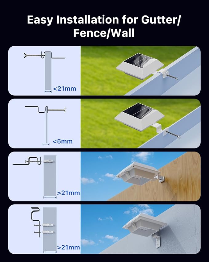 Color Changing Solar Gutter Lights Outdoor Waterproof 12 LED Clip On Gutters Light for Rainspout, Fence, Rail, Wall, Deck, Garden, Yard, Garage, Patio, Pool, Decoration to Create Memorable Moments