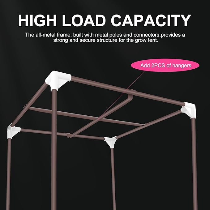 ATOUR 2x2 Grow Tent, 24"x24"x48''High Reflective Mylar 1680D Hydroponic Grow Tents, Waterproof Grow Tent with Double Cleart Observation Door and Floor Tray, for Indoor Plant Growing