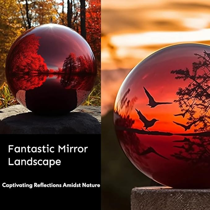 12 Inch Stainless Steel Gazing Globe,v2croft Hollow Ball Mirrored Surface Polished Shiny Sphere,Garden Stainless Steel Gazing Ball for Outdoor Lawn Pond Yard Ornament(red)