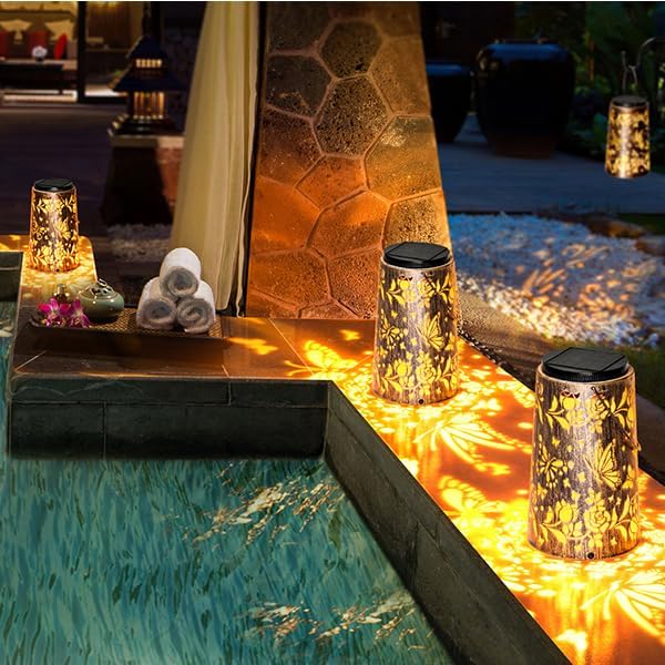 Outdoor Solar Lanterns Large Butterfly Pattern Lantern Hanging Light House Yard Patio Backyard Porch PathwayDecor Gifts for Women Grandma Mom Friends 2pcs