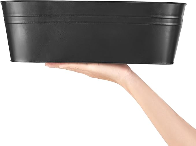 Dahey 3 Pcs Metal Hanging Flower Pots for Railing Fence Outdoor Planter 15.7 Inch Hanging Bucket Pots Countryside Window Flower Plant Holder with Detachable Hooks for Garden Yard Home Decor,Black