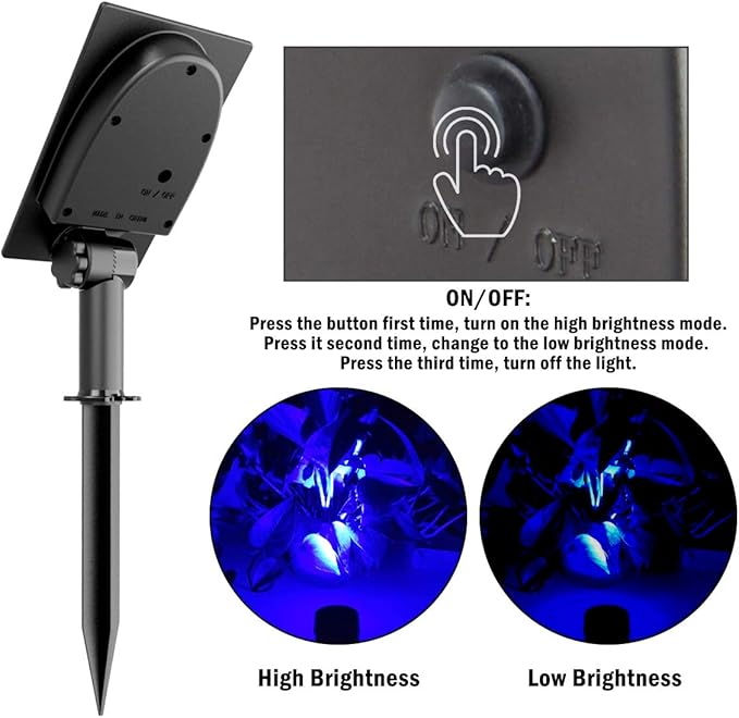 T-SUNUS Solar Spot Lights Blue - Outdoor Wall Lights with 9.8ft Cable, IP65 Waterproof, Separated Solar Panel for Yard, Driveway, Pathway, Pool, Tree, Patio Landscaping