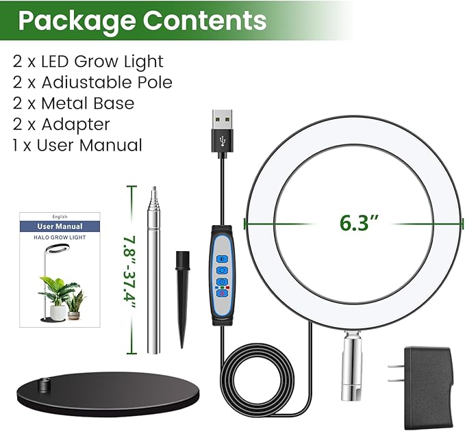 Grow Lights for Indoor Plants Full Spectrum, 80 LEDs Plant Light for Indoor Plants, Height Adjustable Desktop Growing Lamp with Auto Timer 6/12/16Hrs, 3 Optional Spectrums,5 Brightness,2 Packs