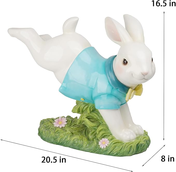 Braxio Outdoor Decor Garden Sculptures Statues - Resin Large Leaping Bunny Decor Rabbit Statue Garden Decor for Outside Yard Décor Garden Statues Outdoor 20.5 * 8 * 16.5 Inch
