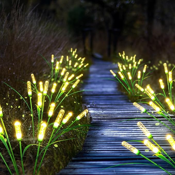 Solar Outdoor Garden Lights,Upgraded LED Solar Reed Swaying Lights for Garden Patio Yard Pathway Walkway Wedding Party Christmas Landscape Lighting (4 Packs)