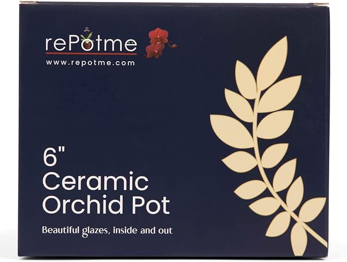 rePotme 6" Pinwheel Fluted Ceramic Plant Pot (Honey Cream Over Coffee) - - Includes Free 6 inch Slotted Pot Liner - Great for Orchids, Succulents, and All Indoor Plants