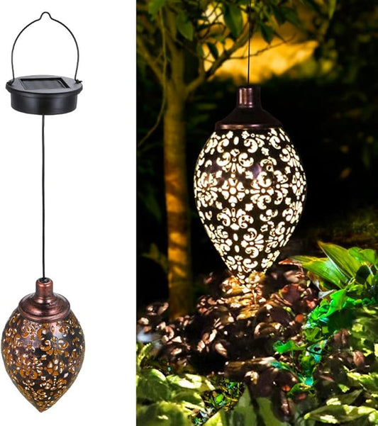 Hanging Solar Lights Solar Lantern LED Garden Lights Metal Lamp Waterproof for Outdoor Hanging Decor