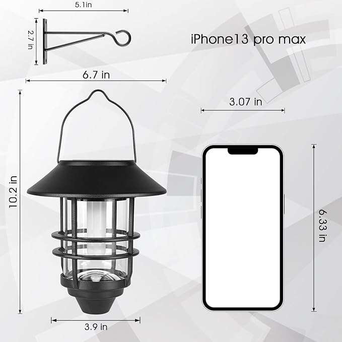 Solar Hanging Lantern Outdoor, Flickering Flames Outdoor Lights,Solar Lights Waterproof for Wall Fence Patio Porch Yard,2 Pack