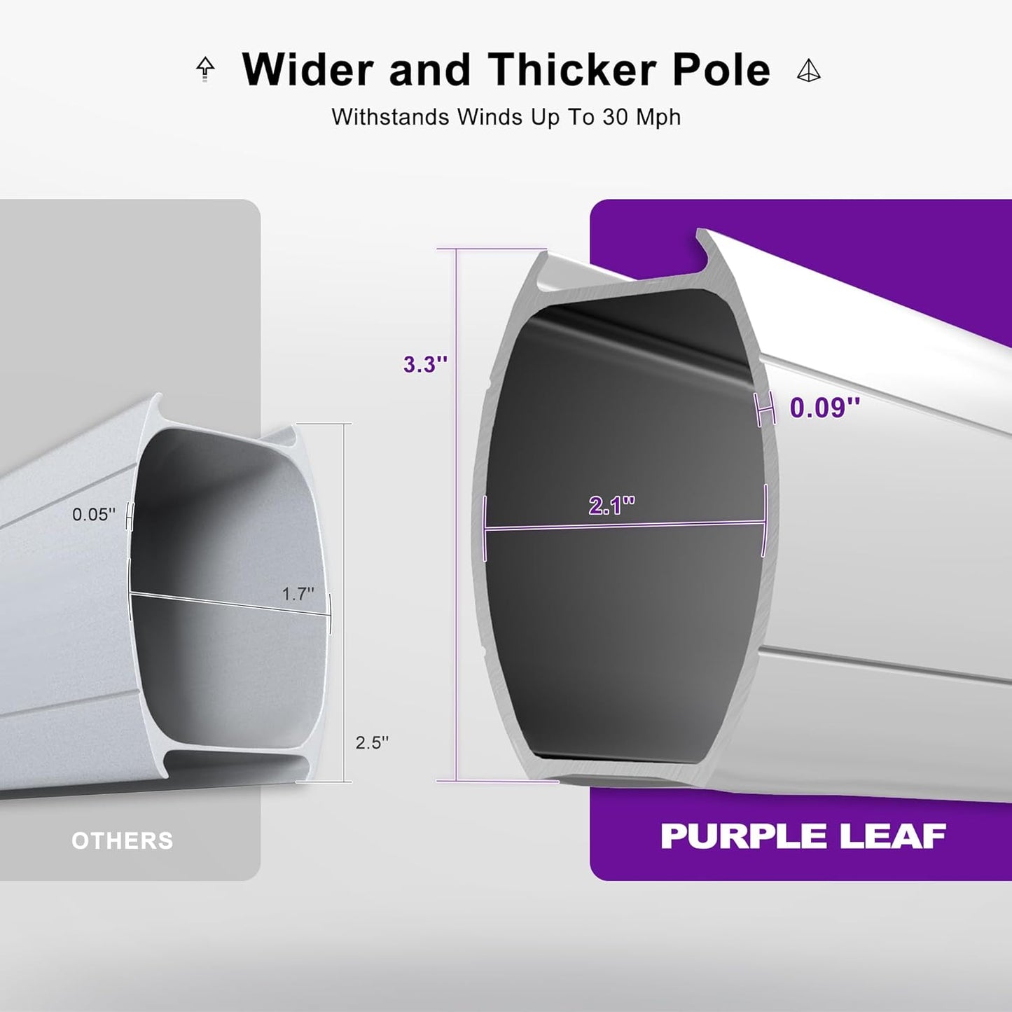 PURPLE LEAF 10ft Solar powered LED Patio Umbrella Outdoor Round Umbrellas Large Cantilever Umbrella with LED lights Windproof Offset Umbrellas Heavy Duty Sun Umbrella for Garden Deck Pool Patio, Terra