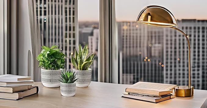 Docrin Plant Pots Ceramic: 6.5+5.3+4 Inch Flower Pots with Drainage Holes for Home/Office - Set of 3/White and Black