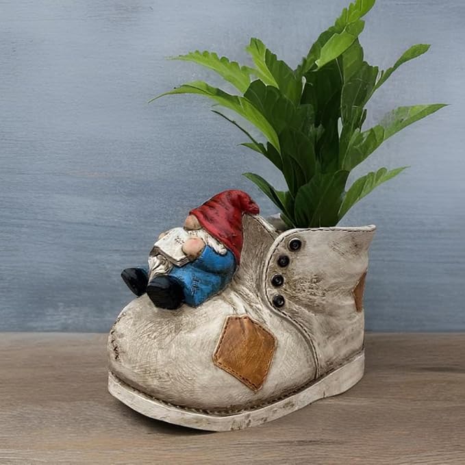 Cute Planter Pot Suitable for Indoor and Outdoor, Small gnome Resin Succulent Plant Flower pots, Decorative Fun Flower pots with Drainage Holes, Ideal Home and Garden Decoration Gifts