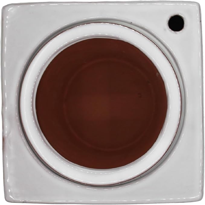 Ceramic African Violet Self Watering Pot 6 Inch Square Pot 3.5 Inch Innter Pot Easy Fill Water Reservoir White