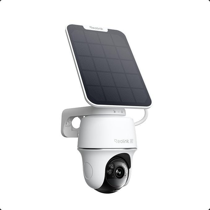 REOLINK First 4K Solar Security Cameras Wireless Outdoor, Argus PT Ultra+ 3W Solar Panel, 360° Pan Tilt Auto-Tracking, 8MP Color Night Vision, 2.4/5 GHz Wi-Fi 6, No Monthly Fee, Home Hub Compatible
