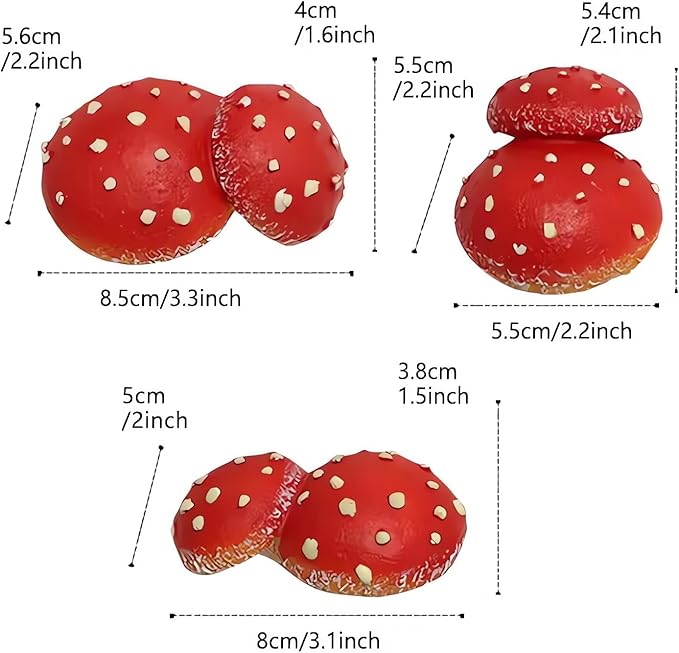 OwMell Glow in The Dark Mushroom Tree Hugger, Set of 3 Mushroom Decor Decorations for Garden Yard, Mushroom Tree Decorations Outdoor, Mushroom Statue Figurines, Fairy Garden Decor Accessories