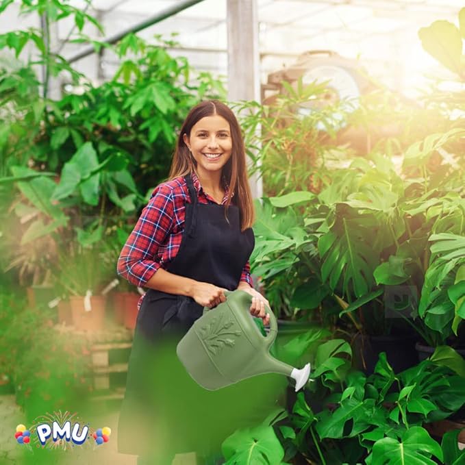 PMU 2 Gallon Watering Can - Garden Watering Can for Indoor & Outdoor Plants - Plastic Water Can with Detachable Sprinkler Head - Large Water Pot, Made in USA - Sage Green Pkg/6