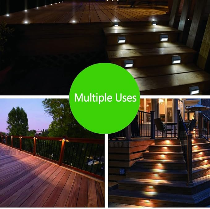 Solar Lights Outdoor, Waterproof Solar Powered Deck Step Lights for Patio Garden Backyard Garage Driveway Pathway Outside Wall Lighting (Cool White/8 Pack)