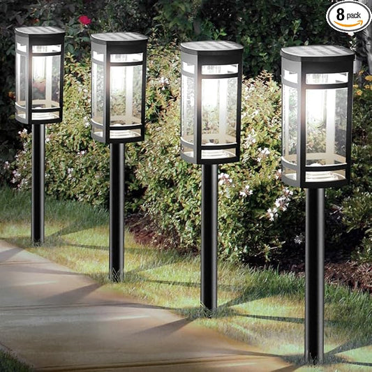 8 Pack Solar Lights Outdoor Waterproof for Garden Pathway Walkway Driveway Yard Lawn Decorative Landscape Lighting. (Cool White Light, 8)