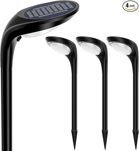 JSOT Solar Pathway Lights- 4 Pack Solar Outdoor Lights Waterproof Landscape Lighting Outdoor for Outside Garden Yard Backyard Driveway Walkway, Cool Light & Warm Light