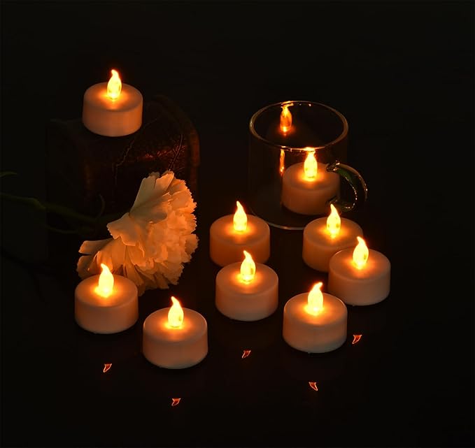 Tea Light Candles with Remote Control,50pack Flickering Flameless LED Candle,Long Lasting 400+Hours,Battery Operated with Timer for Home Decoration Seasonal &Festival Celebration WarmYellow