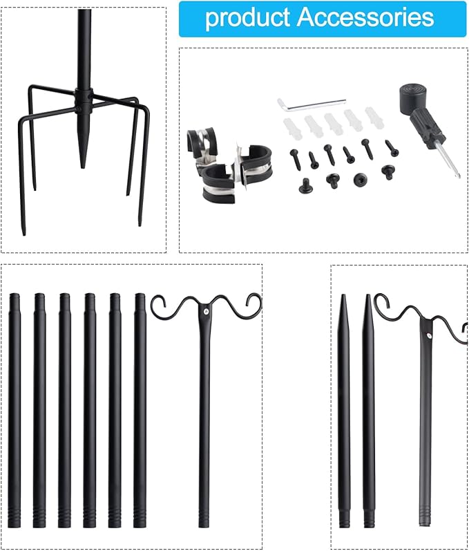 Outdoor String Light Poles, 9FT Metal Patio Light Poles Post for Outside with Fork for Outside Hanging Backyard Garden, Deck Lighting Stand for Parties, Wedding, Halloween Party Decor -2Pack