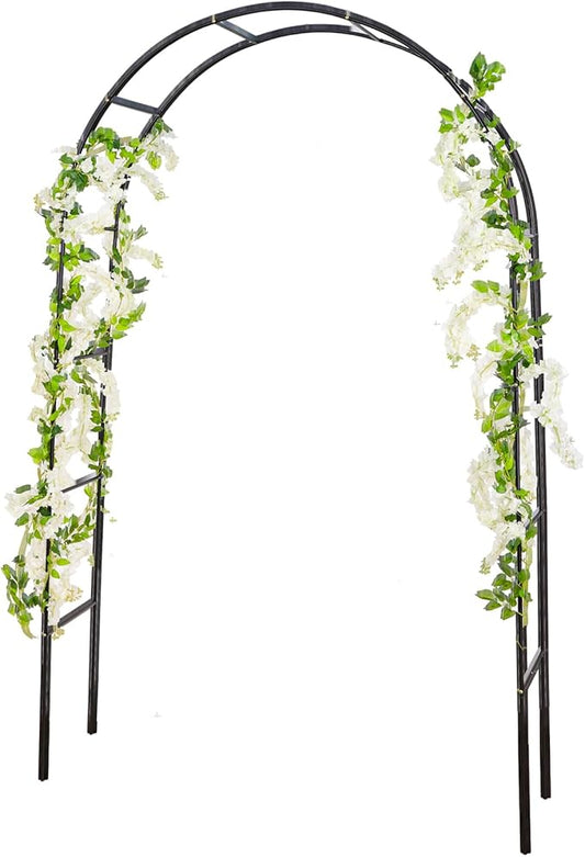 RUBFAC Metal Garden Arch, Wedding & Event Decoration, Garden Trellis for Climbing Plants, Assemble Freely 2 Sizes for Various Climbing Plant Roses Vines Bridal Party Decoration, Black, 1 Pack