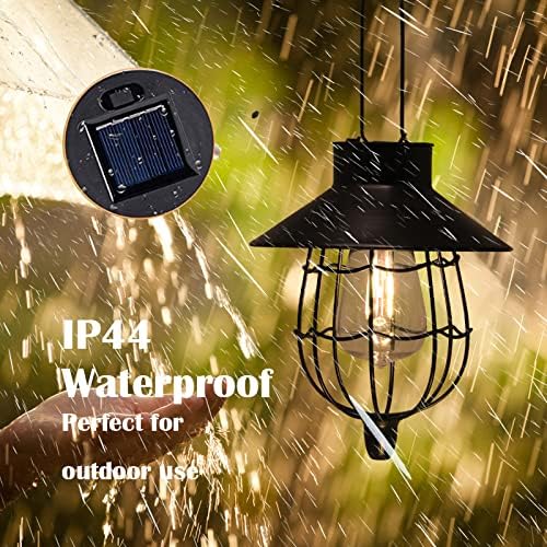 YAKii 12 Pack Solar Lantern Hanging Waterproof Outdoor Metal Solar Lamp with Warm White Light Decorate for Yard Garden Pathway Patio Porch Decor (Black)